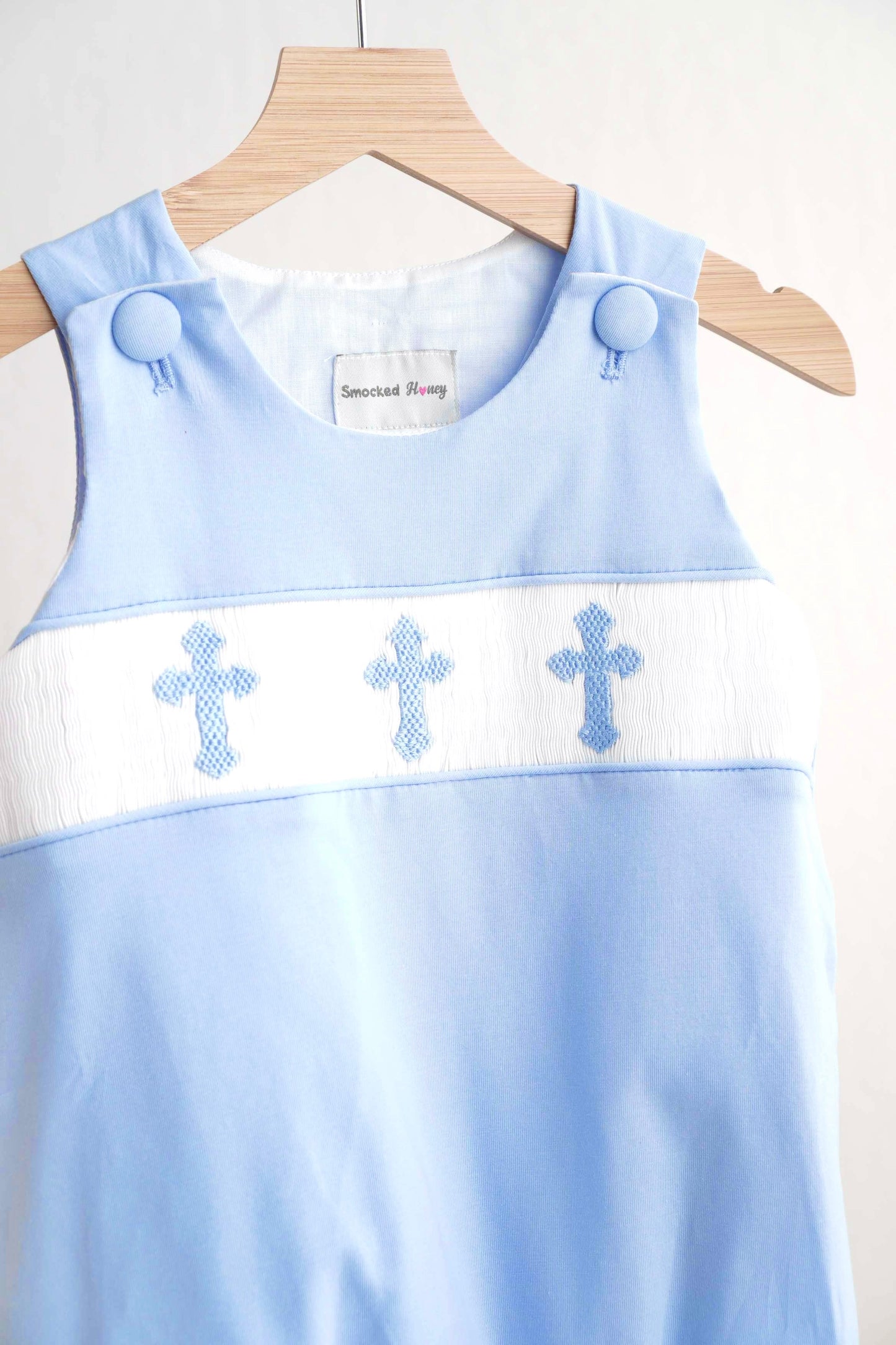 Blue Cross Smocked Bubble