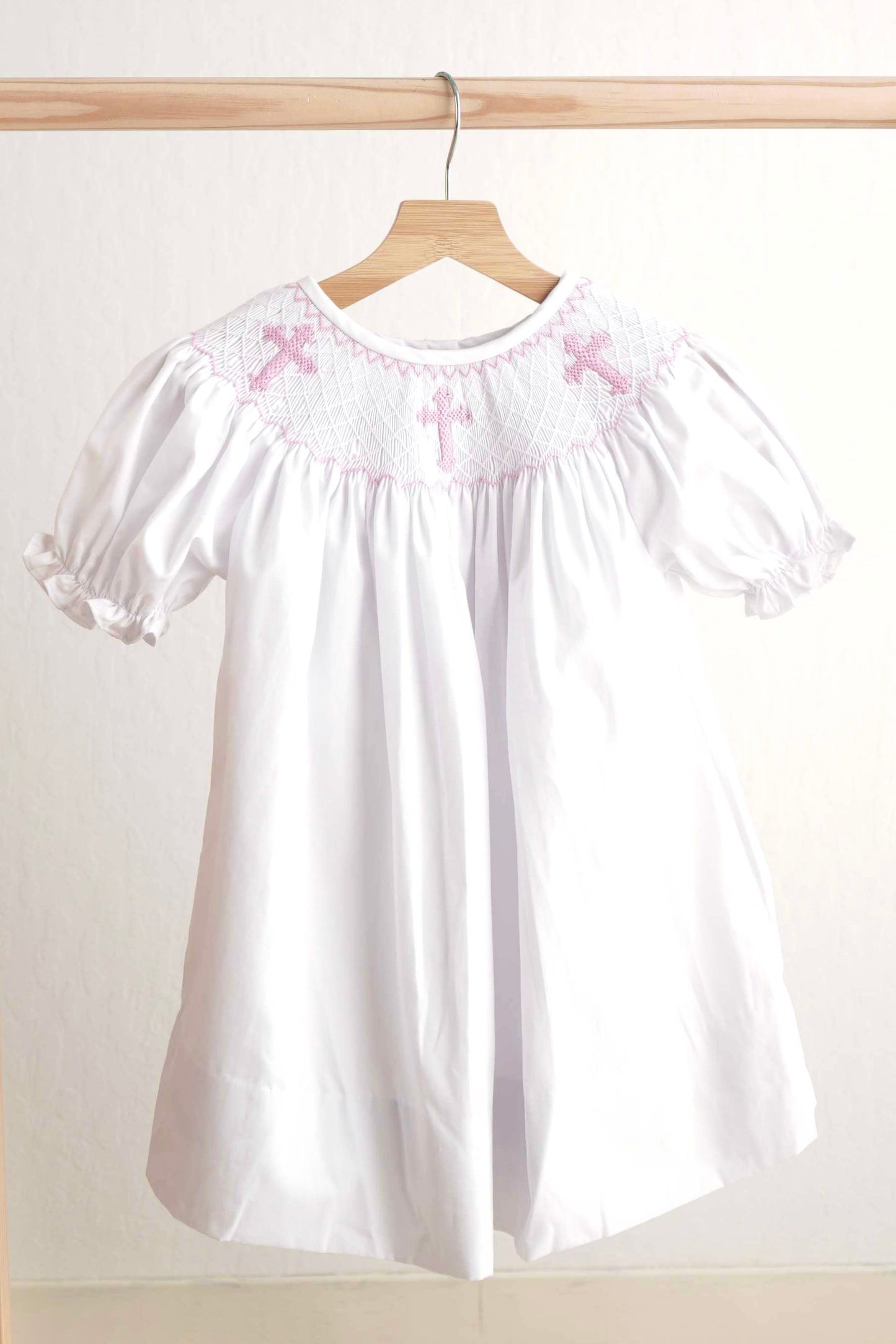 Pink Cross Smocked Dress