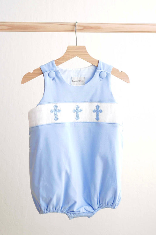 Blue Cross Smocked Bubble