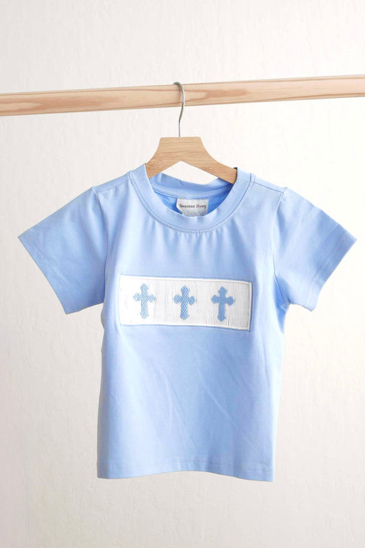 Blue Cross Smocked Top