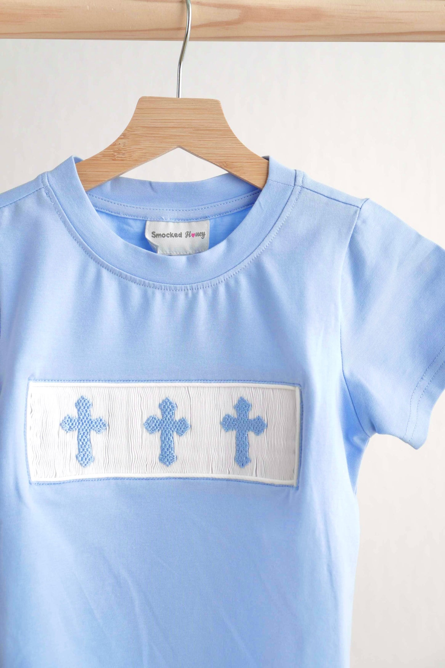 Blue Cross Smocked Top