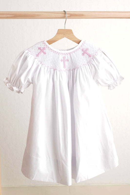 Pink Cross Smocked Dress