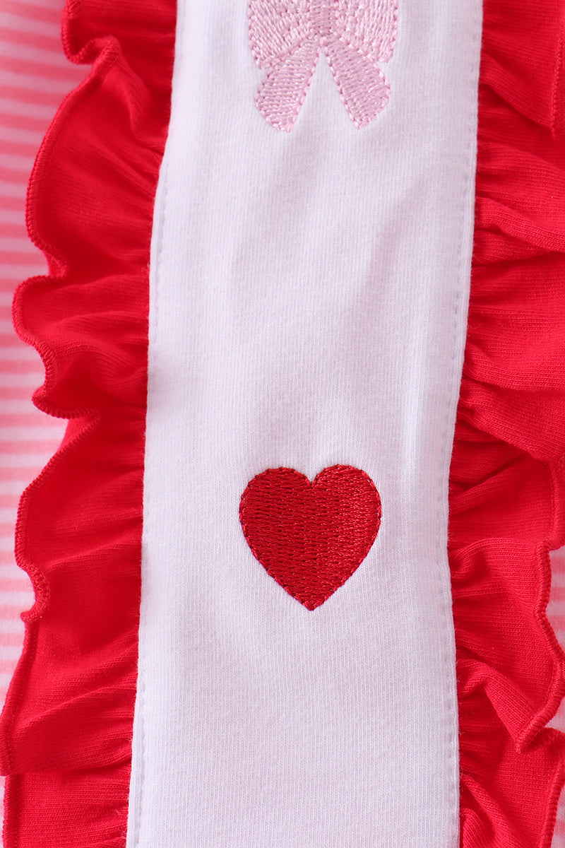 Red valentine's day heart embroidery ruffle dress – Marigold Laine